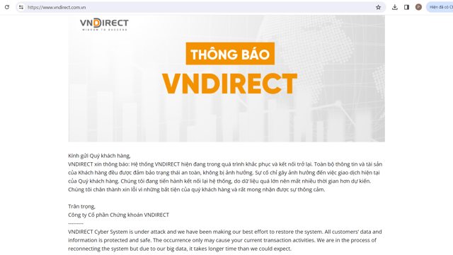 Vụ hệ thống VNDIRECT bị tấn công: Các công ty